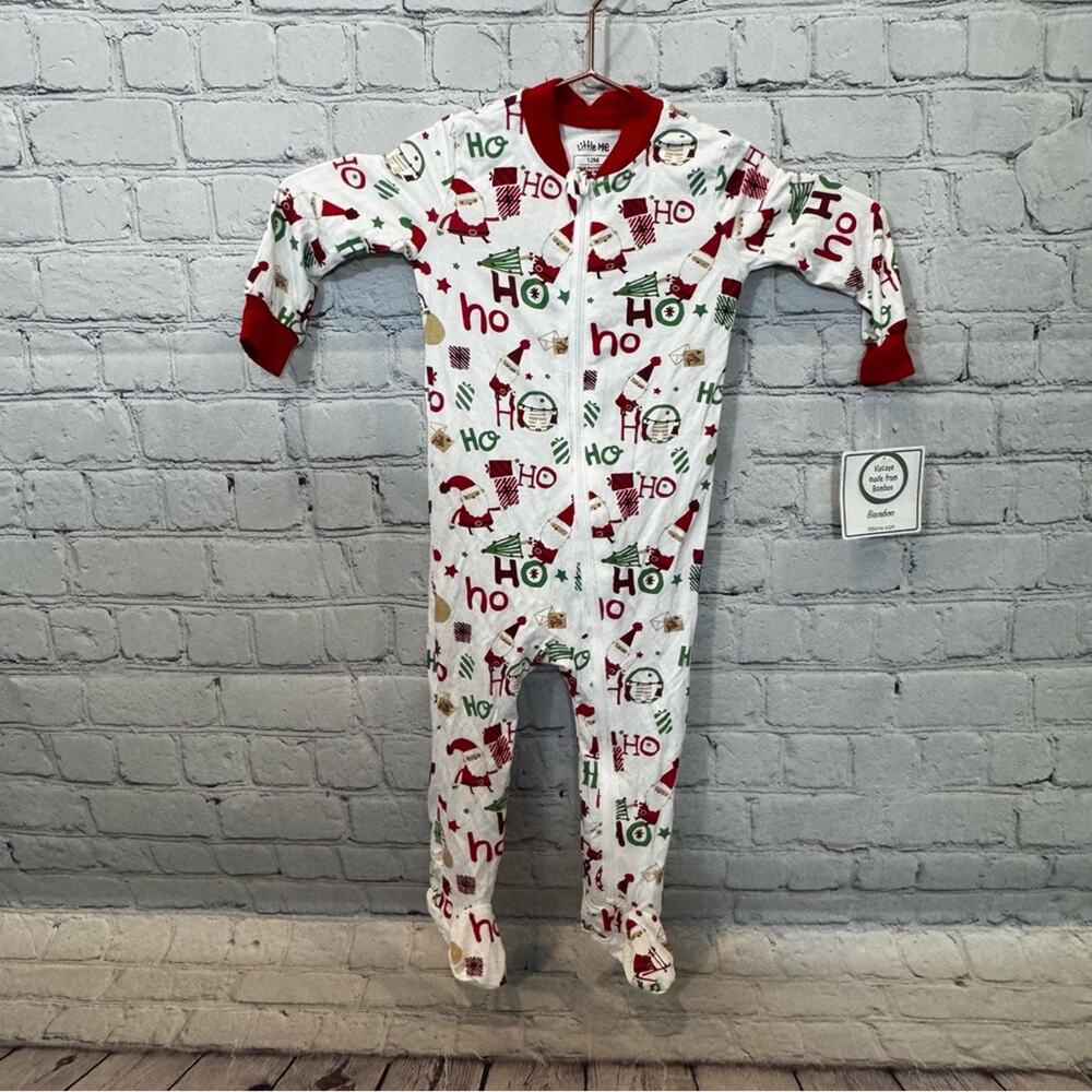 Little Me Christmas Bamboo Zip Footie